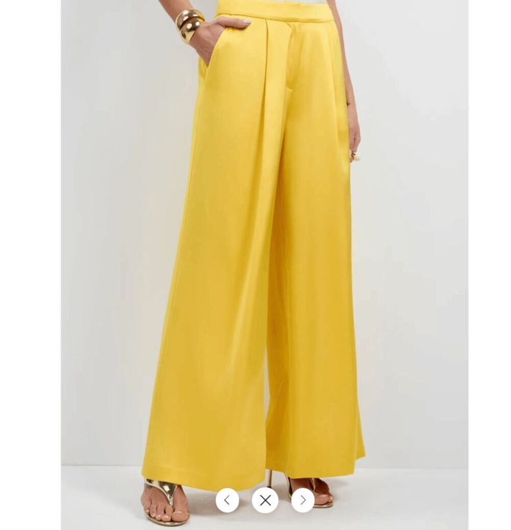 NWT Trina Turk Pontaccio Satin Pant- Lambretta Lemon- size 12